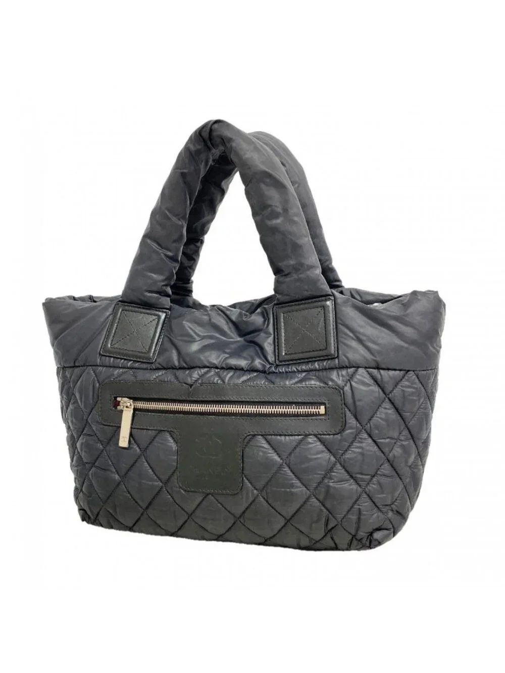Chanel Tote Coco Cocoon Nylon Black Silver
